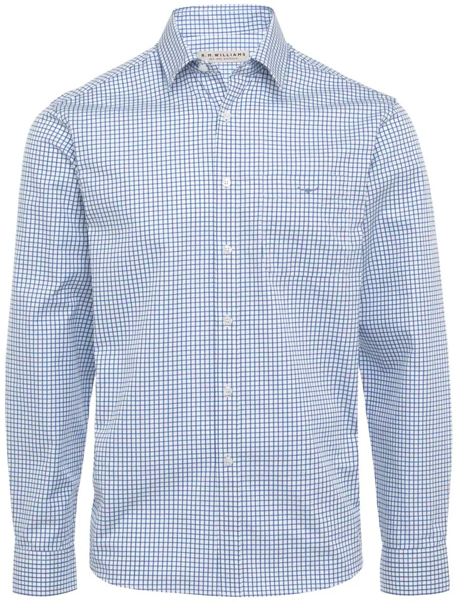 RM WILLIAMS Collins Standard Collar Men's Shirt - Blue & White Check