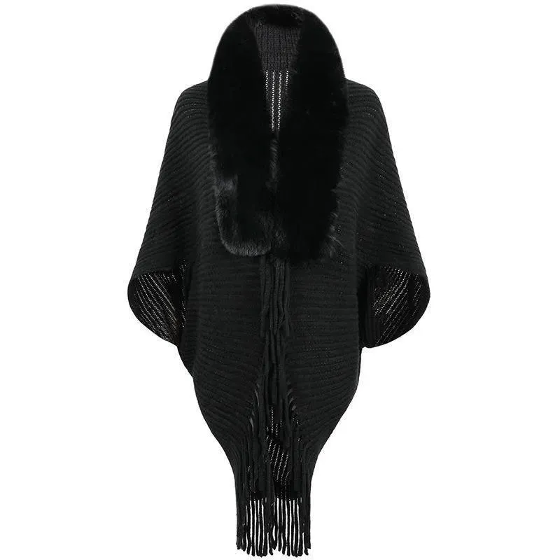 Shawl Poncho Faux Fur Cape Open Front Cardigan: Stay Fashionable this Season