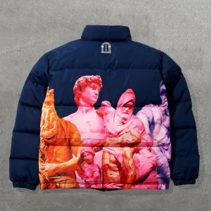 Statues Printed Long Sleeve Winter Warm Down Jacket