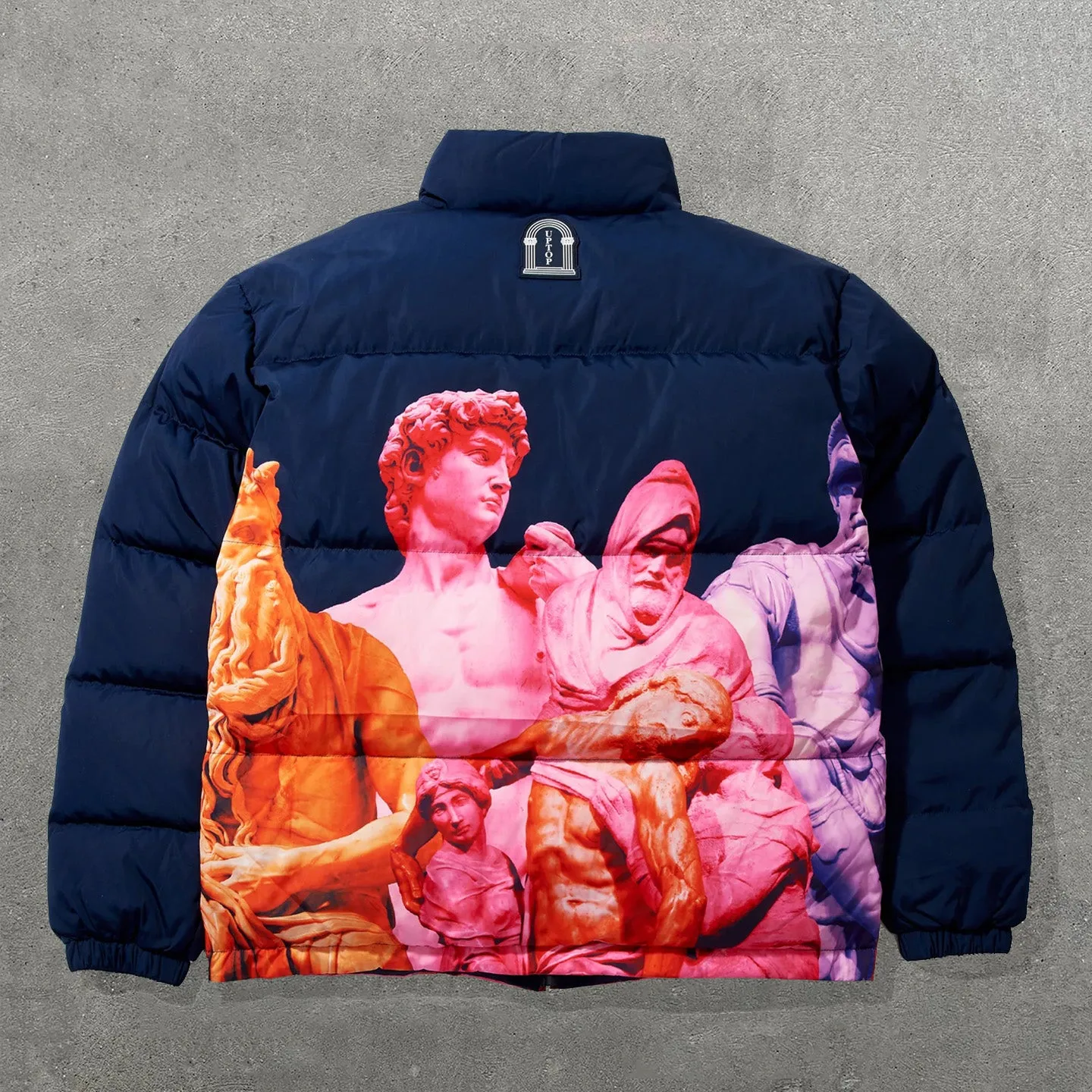 Statues Printed Long Sleeve Winter Warm Down Jacket