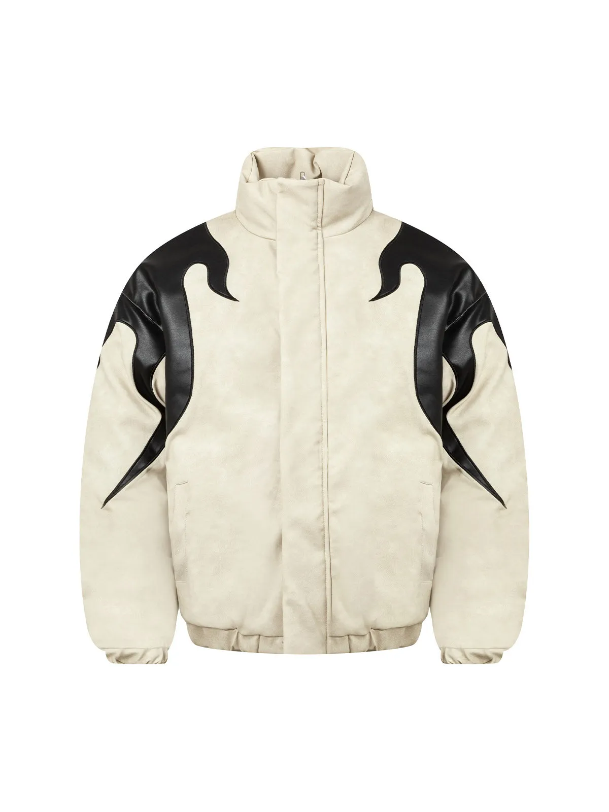 Street Flame Embroidered Suede Padded Puffer Jacket