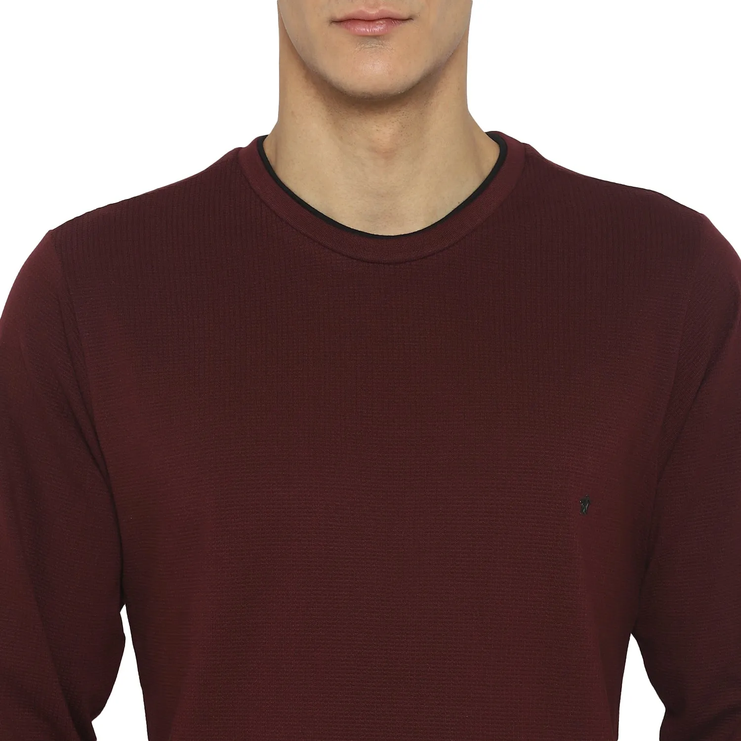 Turtle Men Maroon Self Design Polo Neck T-Shirts