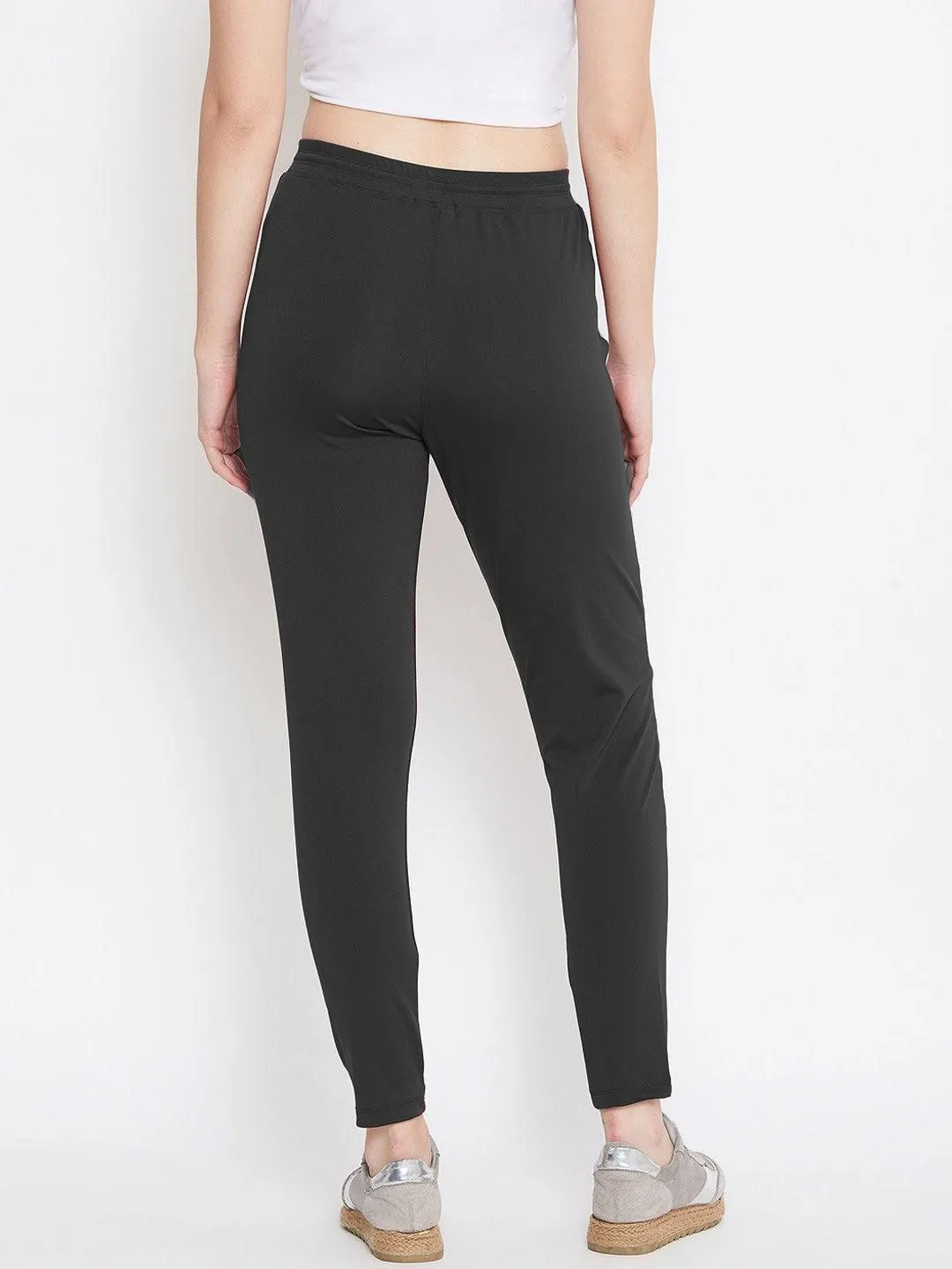 Women Solid Black Track Pants