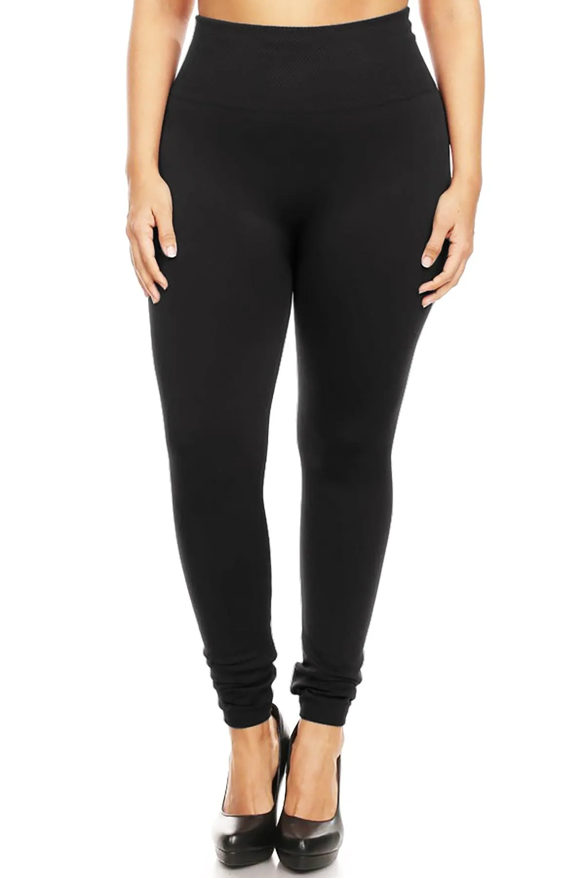 Women's Women's Plus Size Banded Waist Leggings with Fleece Lining