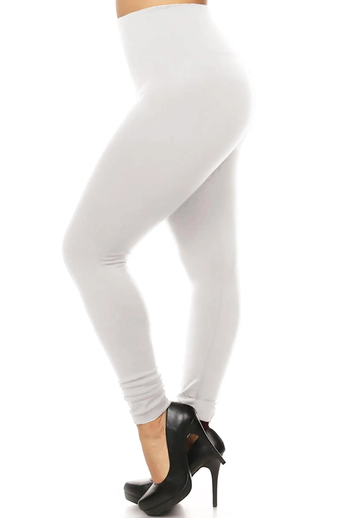 Women's Women's Plus Size Banded Waist Leggings with Fleece Lining